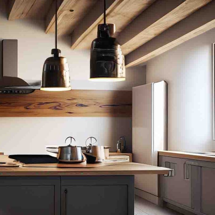 Firefly cocina con meseta de madera , mesa en el medio 2844